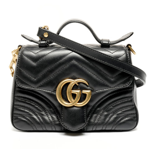 GUCCI GG Marmont top handle leather 2-way bag Shoulder Bag black WS25616