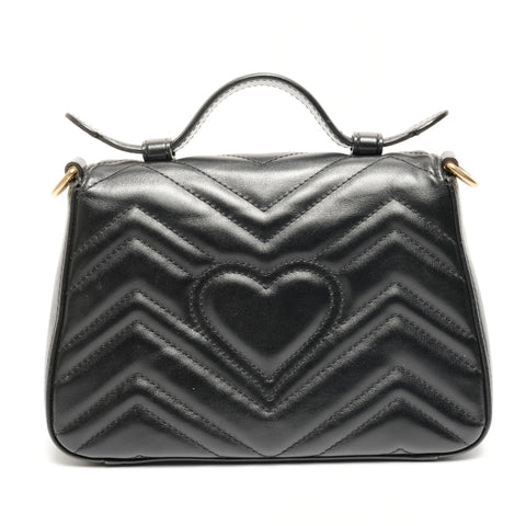 GUCCI GG Marmont top handle leather 2-way bag Shoulder Bag black WS25616
