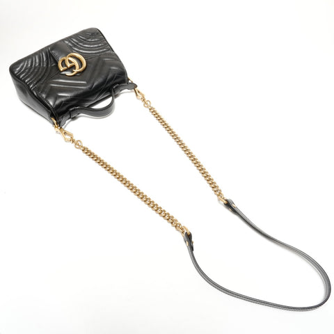 GUCCI GG Marmont top handle leather 2-way bag Shoulder Bag black WS25616