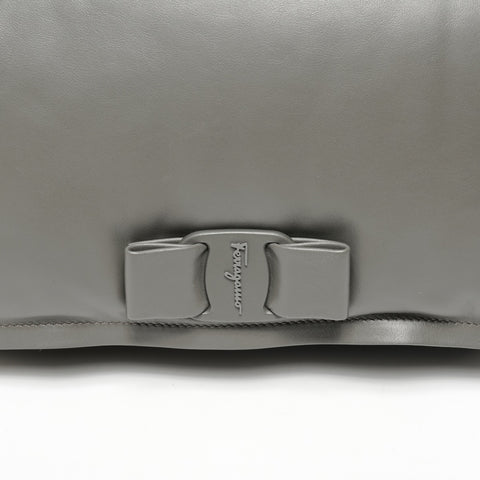 Salvatore Ferragamo VIVA Bow Padded Flap Vara Shoulder Bag gray WS25619
