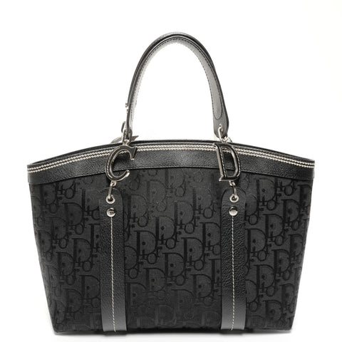 Christian Dior Trotter Canvas with Floral Embroidery and Cotton Tote Bag black WS25620