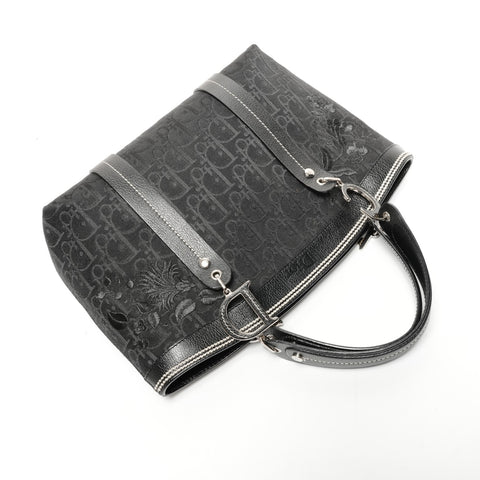 Christian Dior Trotter Canvas with Floral Embroidery and Cotton Tote Bag black WS25620