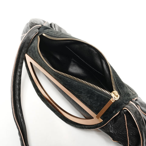 FENDI Leather Smile 2way Shoulder Bag black WS25622