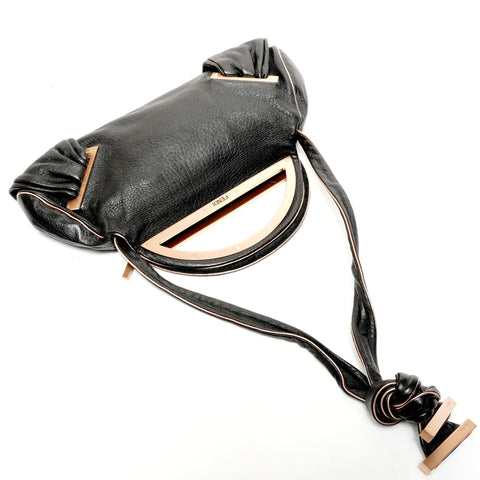 FENDI Leather Smile 2way Shoulder Bag black WS25622