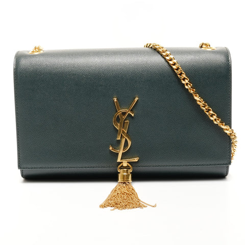 YVES SAINT LAURENT Kate Tassel Medium Leather Shoulder Bag green WS25625
