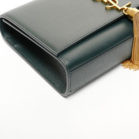 YVES SAINT LAURENT Kate Tassel Medium Leather Shoulder Bag green WS25625