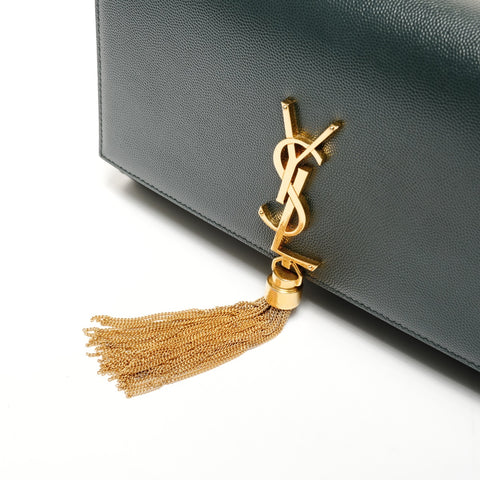 YVES SAINT LAURENT Kate Tassel Medium Leather Shoulder Bag green WS25625