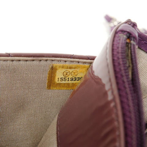 CHANEL 15th Series 2011 Patent Leather Chain Wallet Matelasse COCO Mark Shoulder Bag purple WS25627