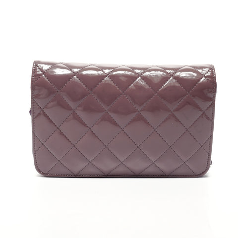 CHANEL 15th Series 2011 Patent Leather Chain Wallet Matelasse COCO Mark Shoulder Bag purple WS25627