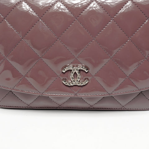 CHANEL 15th Series 2011 Patent Leather Chain Wallet Matelasse COCO Mark Shoulder Bag purple WS25627