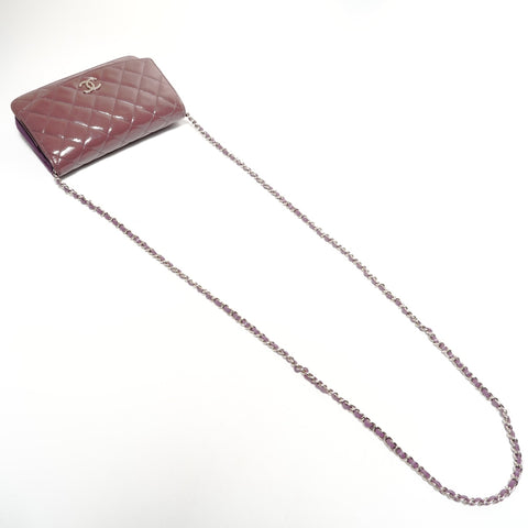 CHANEL 15th Series 2011 Patent Leather Chain Wallet Matelasse COCO Mark Shoulder Bag purple WS25627