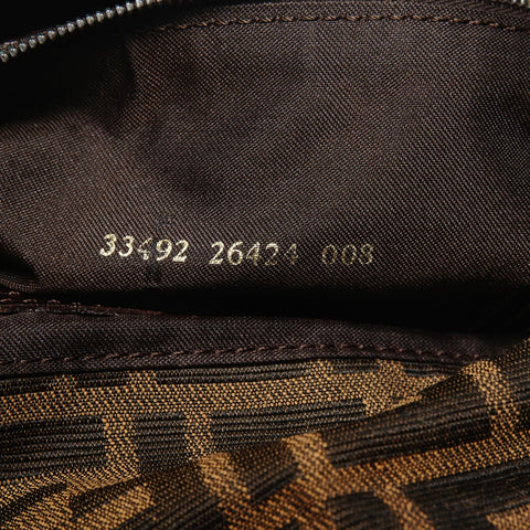 FENDI Zucca Canvas Mamma Bucket Shoulder Bag Brown WS25628