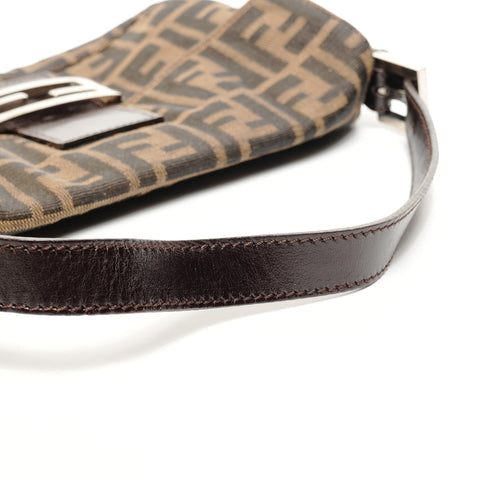 FENDI Zucca Canvas Mamma Bucket Shoulder Bag Brown WS25628