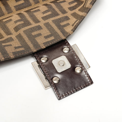 FENDI Zucca Canvas Mamma Bucket Shoulder Bag Brown WS25628