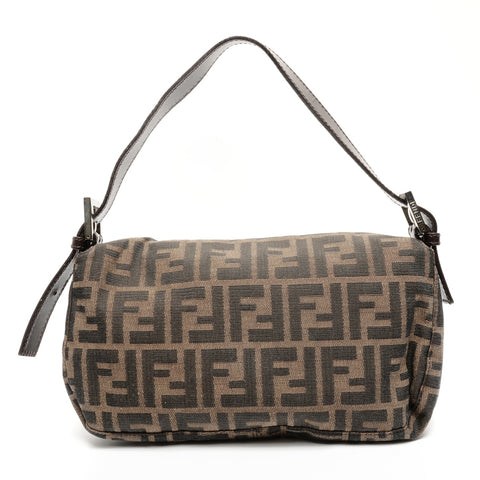 FENDI Zucca Canvas Mamma Bucket Shoulder Bag Brown WS25628