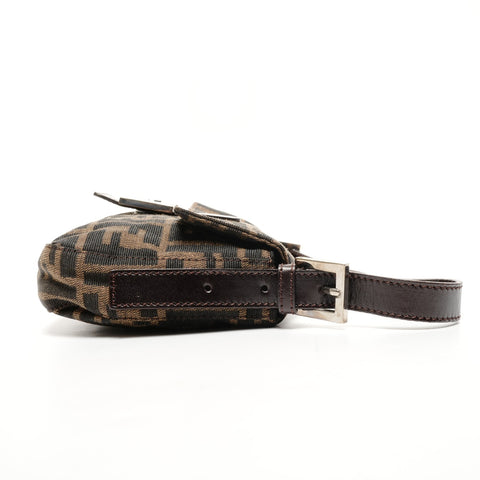 FENDI Zucca Canvas Mamma Bucket Shoulder Bag Brown WS25628