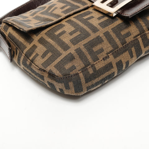 FENDI Zucca Canvas Mamma Bucket Shoulder Bag Brown WS25628