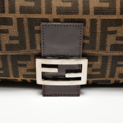 FENDI Zucca Canvas Mamma Bucket Shoulder Bag Brown WS25628