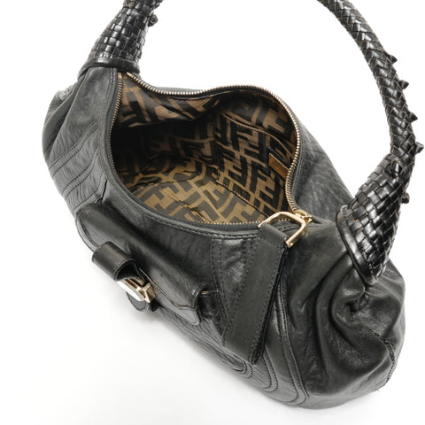 FENDI Leather Hobo Shoulder Bag black WS25630