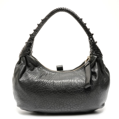 FENDI Leather Hobo Shoulder Bag black WS25630