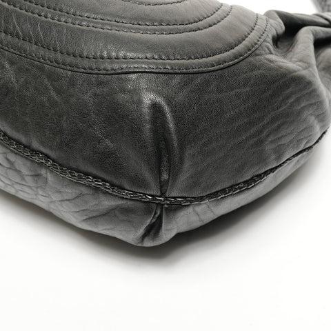 FENDI Leather Hobo Shoulder Bag black WS25630