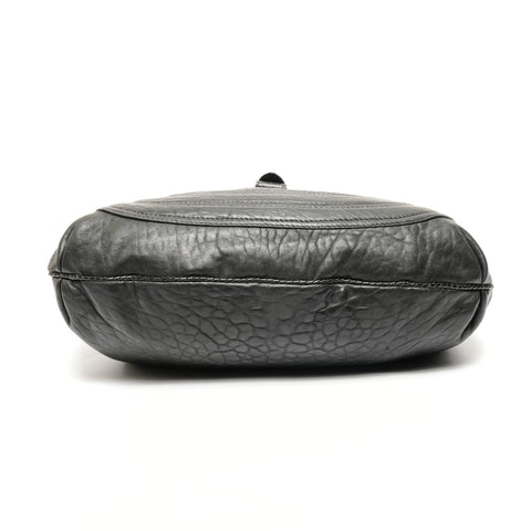 FENDI Leather Hobo Shoulder Bag black WS25630