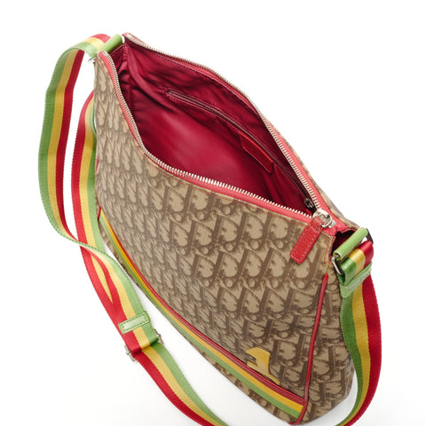 Christian Dior Trotter Rasta Coated Canvas Shoulder Bag Brown WS25631