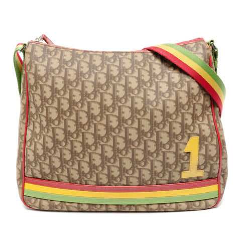 Christian Dior Trotter Rasta Coated Canvas Shoulder Bag Brown WS25631