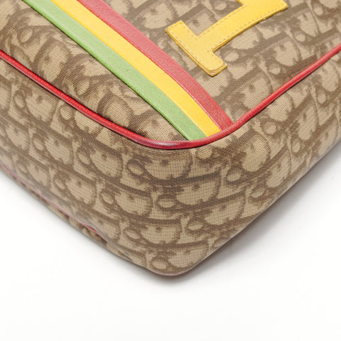 Christian Dior Trotter Rasta Coated Canvas Shoulder Bag Brown WS25631