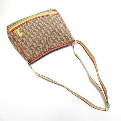 Christian Dior Trotter Rasta Coated Canvas Shoulder Bag Brown WS25631