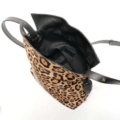 LOEWE Leopard print ponytail flamenco knot Shoulder Bag Brown WS25633