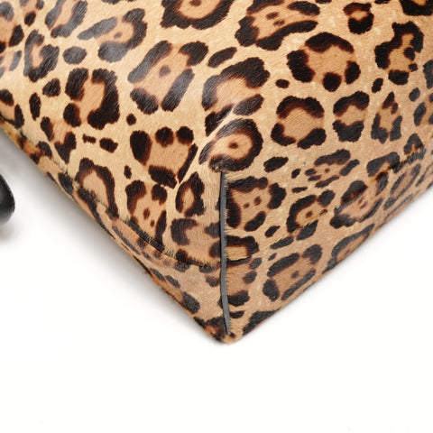 LOEWE Leopard print ponytail flamenco knot Shoulder Bag Brown WS25633