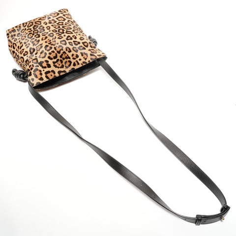 LOEWE Leopard print ponytail flamenco knot Shoulder Bag Brown WS25633