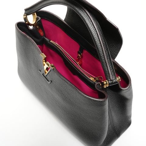 LOUIS VUITTON Capucines MM Taurillon Clemence Leather 2015 Handbag black WS25634