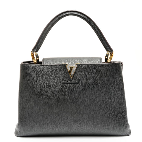 LOUIS VUITTON Capucines MM Taurillon Clemence Leather 2015 Handbag black WS25634