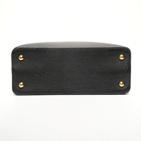 LOUIS VUITTON Capucines MM Taurillon Clemence Leather 2015 Handbag black WS25634