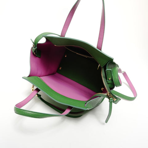 Salvatore Ferragamo 2way Mini Amy Leather Pink Two-Tone Handbag green WS25637