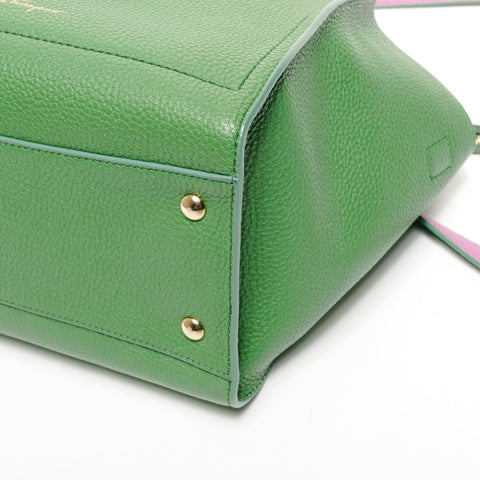 Salvatore Ferragamo 2way Mini Amy Leather Pink Two-Tone Handbag green WS25637