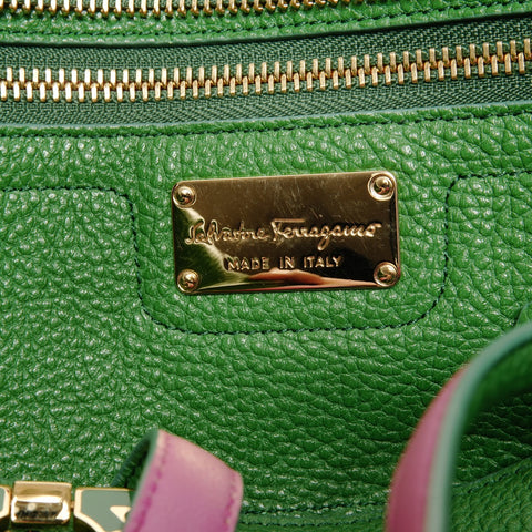 Salvatore Ferragamo 2way Mini Amy Leather Pink Two-Tone Handbag green WS25637
