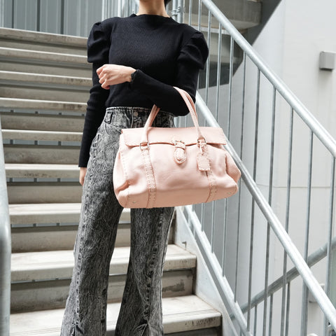 FENDI Leather Selleria Shoulder Bag pink WS25640