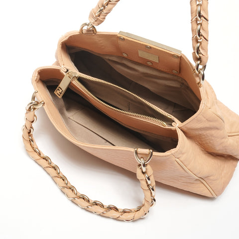 FENDI Mia Mamma Leather Chain Bucket One Belt Shoulder Bag Brown WS25641