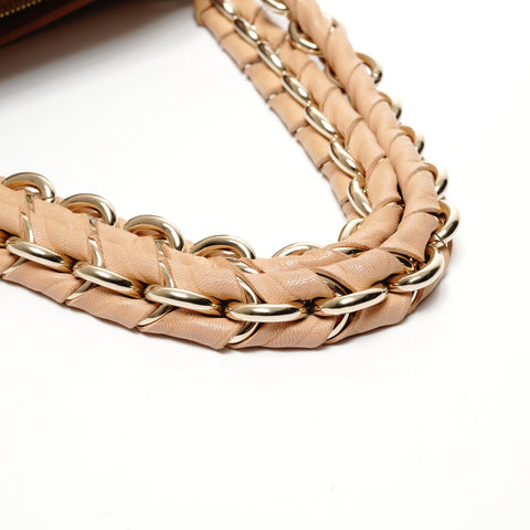 FENDI Mia Mamma Leather Chain Bucket One Belt Shoulder Bag Brown WS25641