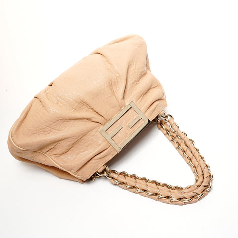 FENDI Mia Mamma Leather Chain Bucket One Belt Shoulder Bag Brown WS25641