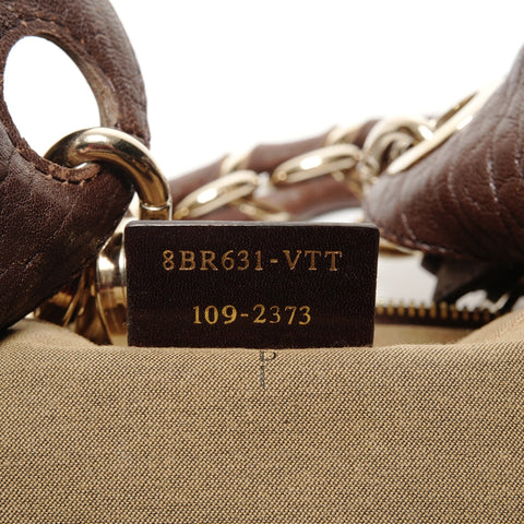 FENDI Mia Mamma Leather Chain Bucket One Belt Shoulder Bag Brown WS25642