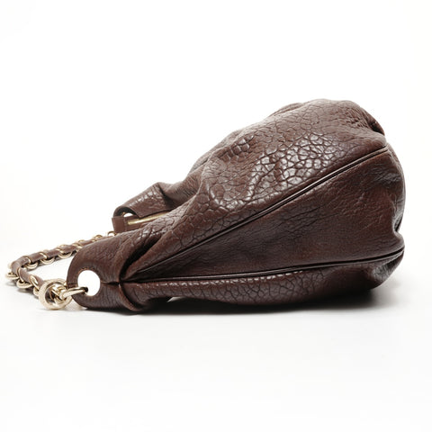 FENDI Mia Mamma Leather Chain Bucket One Belt Shoulder Bag Brown WS25642