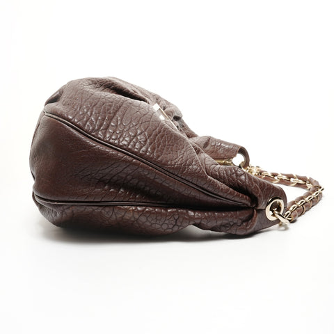 FENDI Mia Mamma Leather Chain Bucket One Belt Shoulder Bag Brown WS25642