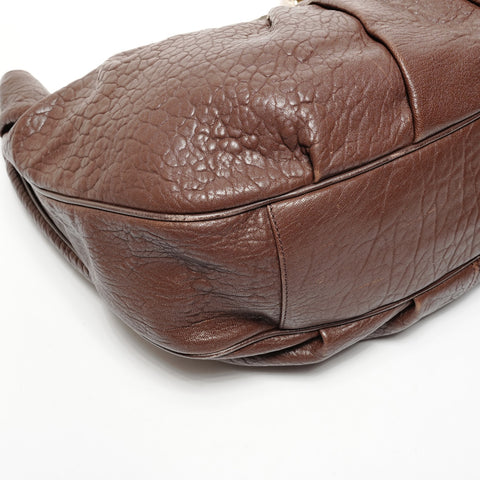 FENDI Mia Mamma Leather Chain Bucket One Belt Shoulder Bag Brown WS25642