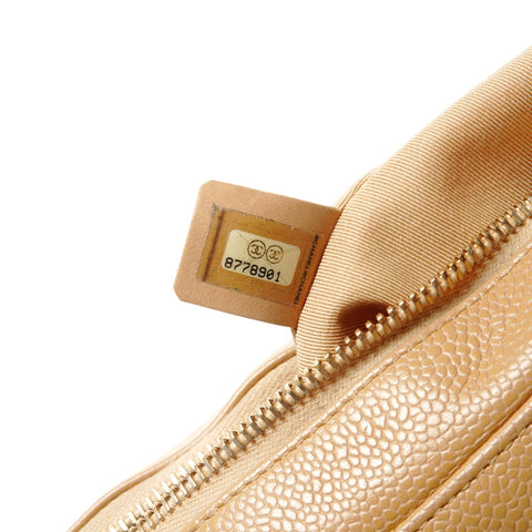 CHANEL No. 8 2003-2004 Caviar Skin COCO Mark Half Moon Shoulder Bag Brown WS25643