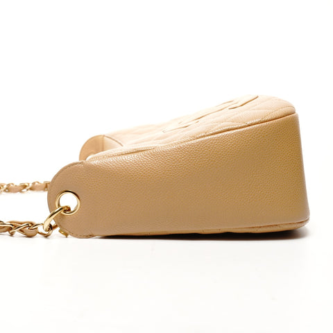 CHANEL No. 8 2003-2004 Caviar Skin COCO Mark Half Moon Shoulder Bag Brown WS25643