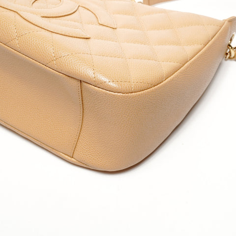 CHANEL No. 8 2003-2004 Caviar Skin COCO Mark Half Moon Shoulder Bag Brown WS25643